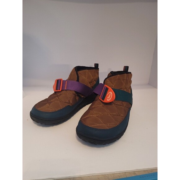 Chacos Men’s Ramble Puff Bootie/shoe Size 10.5 Brown With Purple/green Adj Strps
